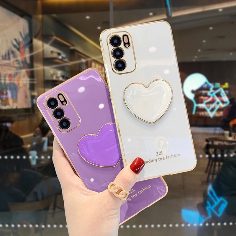 Custodia Per Samsung Galaxy S23 Ultra S 23 Plus Placcatura Di Lusso Glossy Love Heart Fold Holder Cover In Silicone S 23 Plus 23 Ultra 5G
