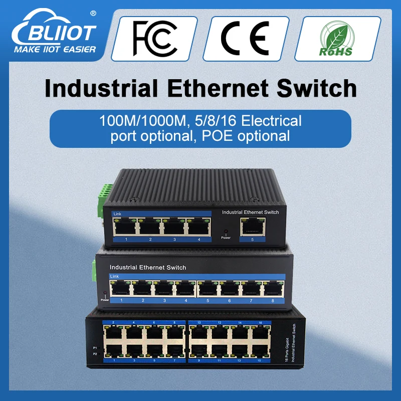 Bliiot 16 Porte Poe Gigabit Ethernet 100/1000M Switch Poe Switch Industriali Switch Poe Switch Ethernet Gigabit