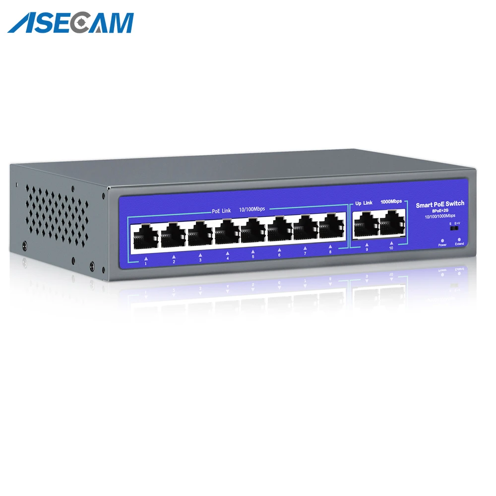 Switch Poe 48V-52V Poe 8/16 Porte 10/1000Mbps Ieee 802.3 Af/At Over Ethernet Ip Camera Wireless Ap Cctv Camera Security System