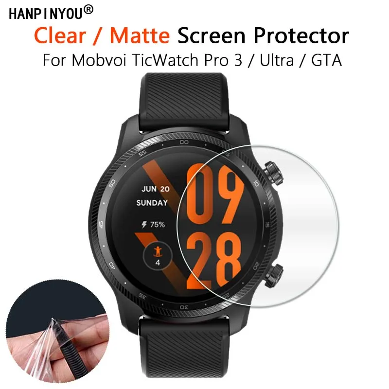 Per Mobvoi Ticwatch Pro 3 Ultra Gta Smart Watch Pellicola Salvaschermo Opaca Ultra Sottile Trasparente/Antimpronta Pellicola Morbida Non Vetro