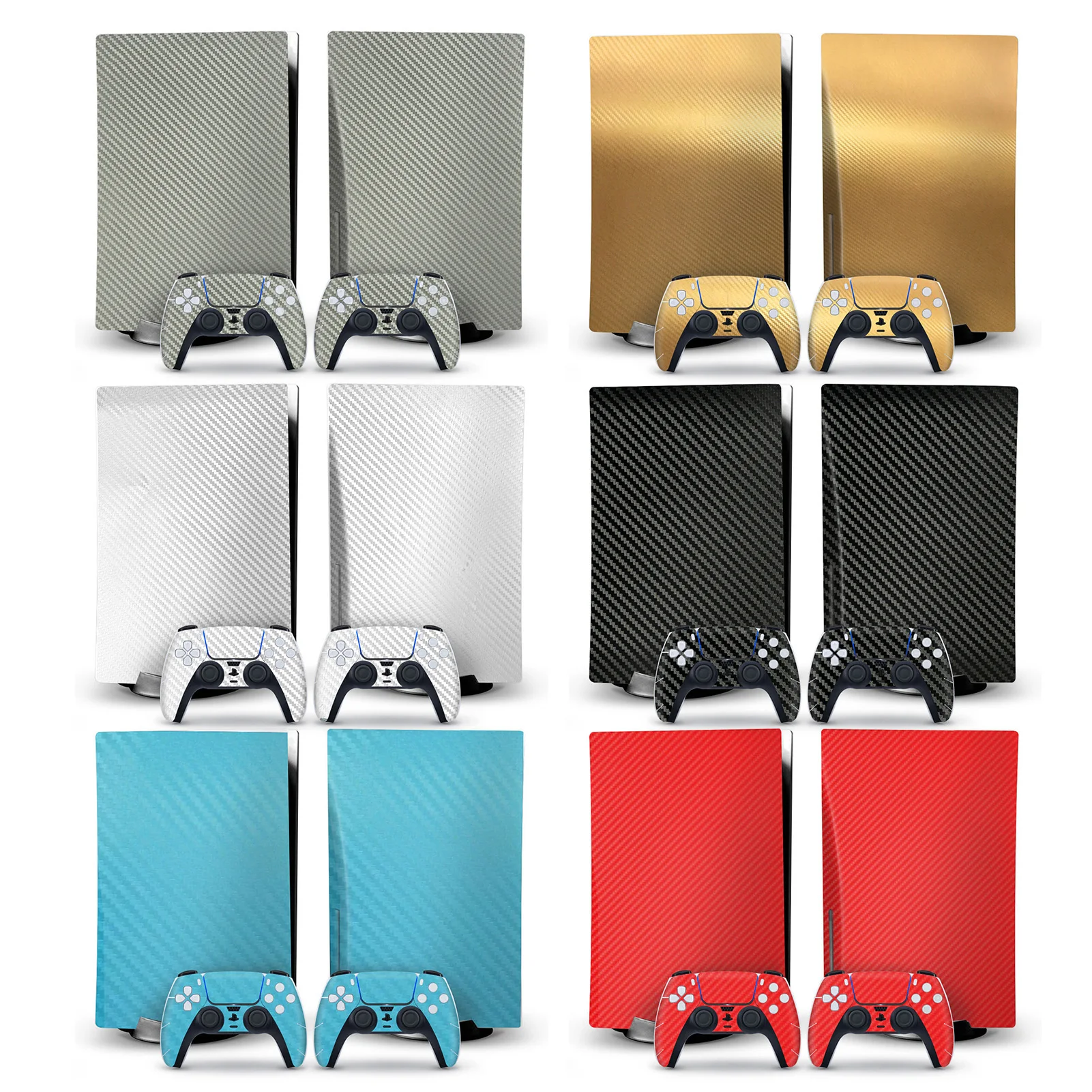 Nuove Decalcomanie In Fibra Di Carbonio Adesivi Per Ps5 Console E Controller Di Gioco Decalcomanie In Vinile Per Sony Playstation 5 Cd-Rom Versione