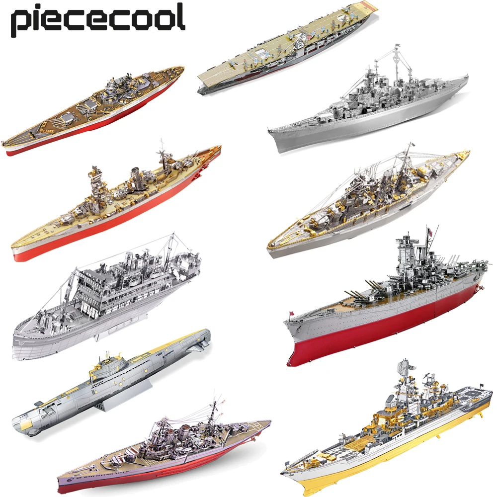 Piececool Puzzle 3D Metal Battleship Model Kit Hms Hood Richelieu Modello Di Nave Jigsaw Toys Per Adolescenti Rompicapo