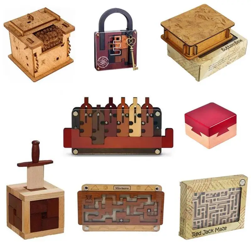 Boutique Iq Legno 3D Logic Rompicapo Mind Box Maze Puzzle Gioco Regalo