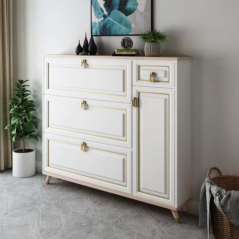 Ultra Thin Simple Shoe Cabinet White Modern Portable Storage Shoe Cabinets Multi Layer Zapatero Baul Entrance Furniture Cc50Xg