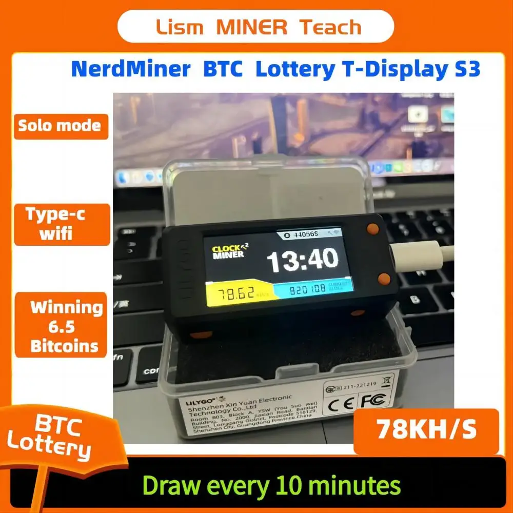 Nerdminer V2 Plus Nuovo Bitcoin Solo Lotteria Miner Lilygo Btc Lotteria Miner 78 Kh/S Nerd Miner Btc Lotteria Miner