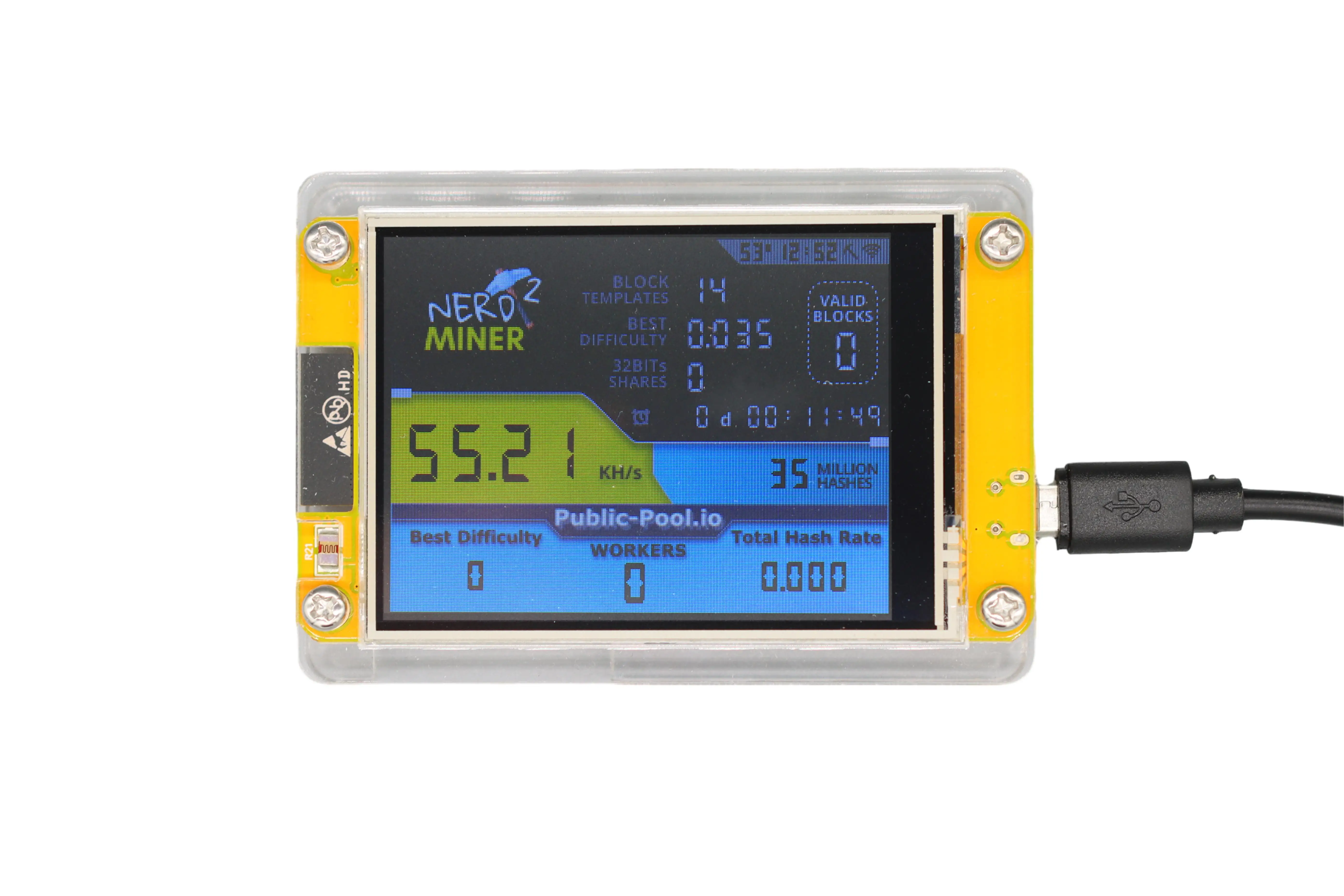 Nerdminer V2 Display Da 2.8 Pollici Btc Solo Lottery Nerd Miner Crypto Bitcoin Miner Solo Mining Machine