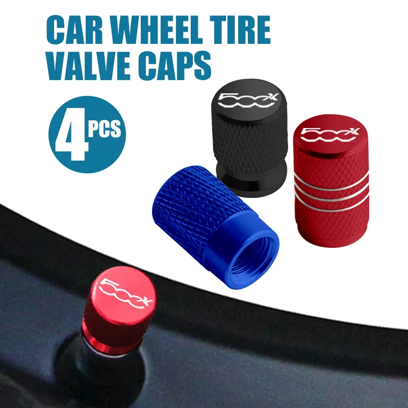500X Emblem Badge Car Wheel Tire Valve Caps Copri Stelo Pneumatico Per Fiat Panda Bravo Tipo Cross Spider Punto 500 500C Accessori