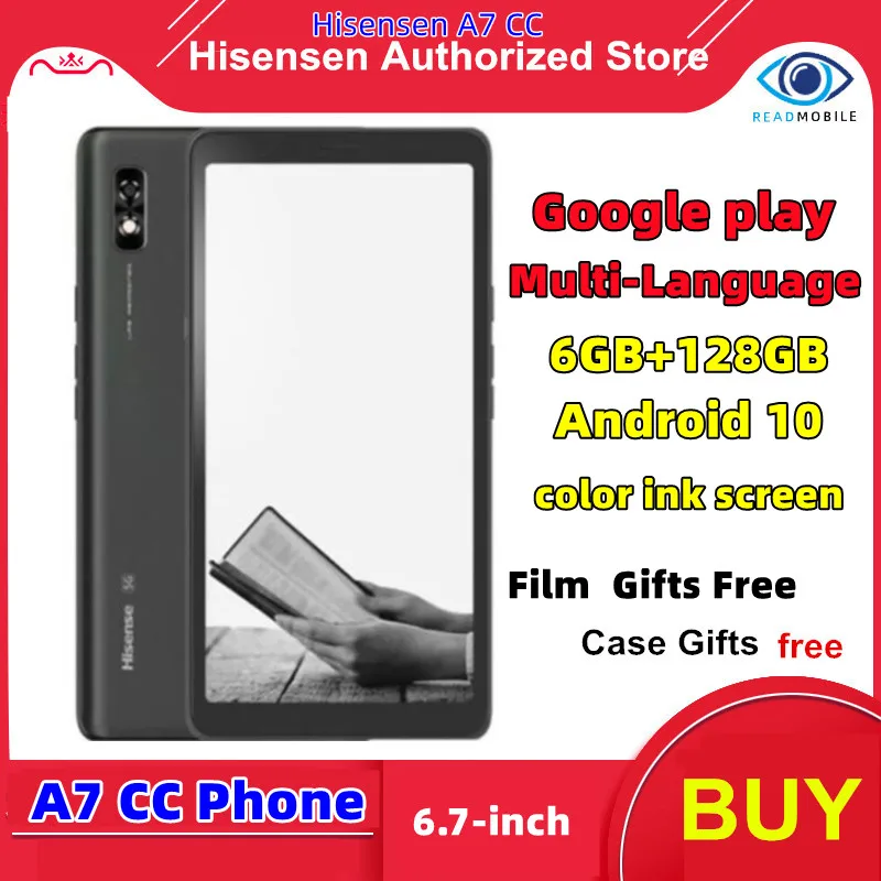 Google Play Hisense A7 Cc Multi-Lingua Schermo A Inchiostro A Colori Da 6.7 Pollici Display Eink E-Reader 6Gb + 128Gb Full Internet 5G Phone