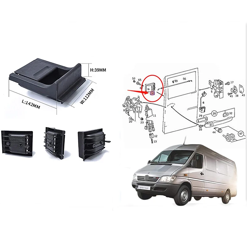 Car Interior Side Sliding Door Handle Cover For Mercedes Sprinter  / Vw Lt 95-06 9017601361; 2D1843642