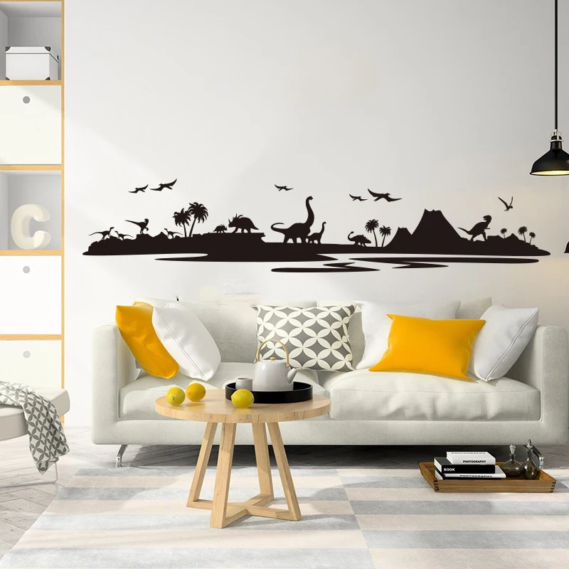 200Cmwide Dinosaur Wall Sticker Camera Da Letto Playroom Jungle Forest Skyrim Tree Dinosaur Animal Wall Decal Nursery