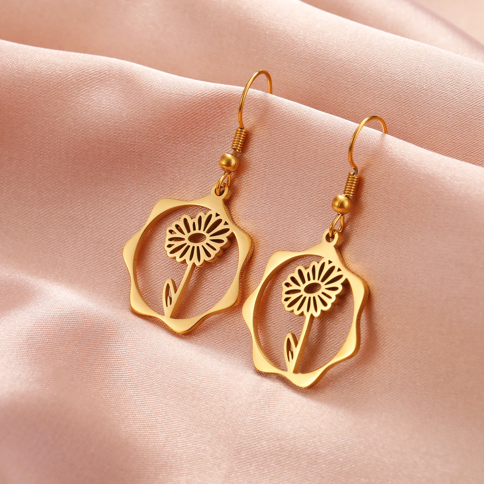 Skyrim Orecchini Pendenti Con Fiori Di Nascita In Acciaio Inossidabile Color Oro Daisy Rose Snowdrop Gioielli Con Orecchini Floreali Da Donna Regalo D