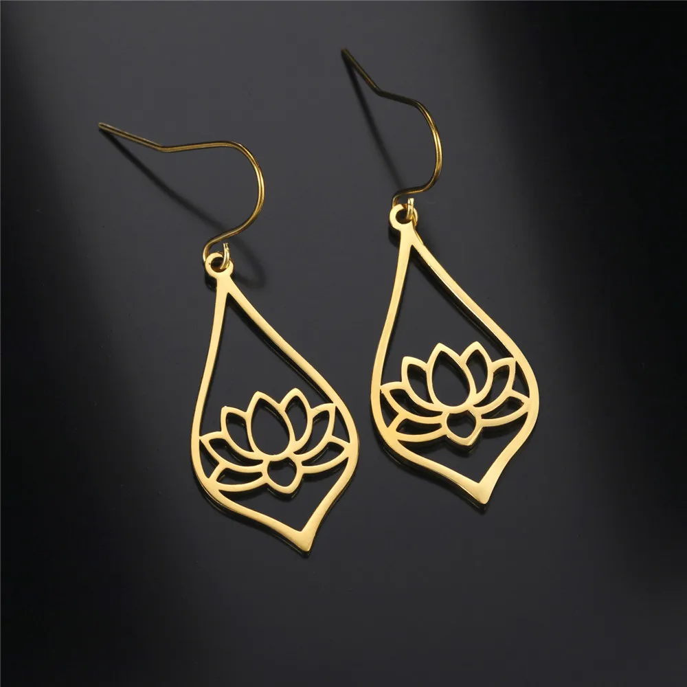Skyrim Lotus Ciondola Gli Orecchini 2024 In Acciaio Inossidabile Bohémien Water Drop Flower Pendant Drop Earring Amuleto Gioielli Regalo Per Le Donne