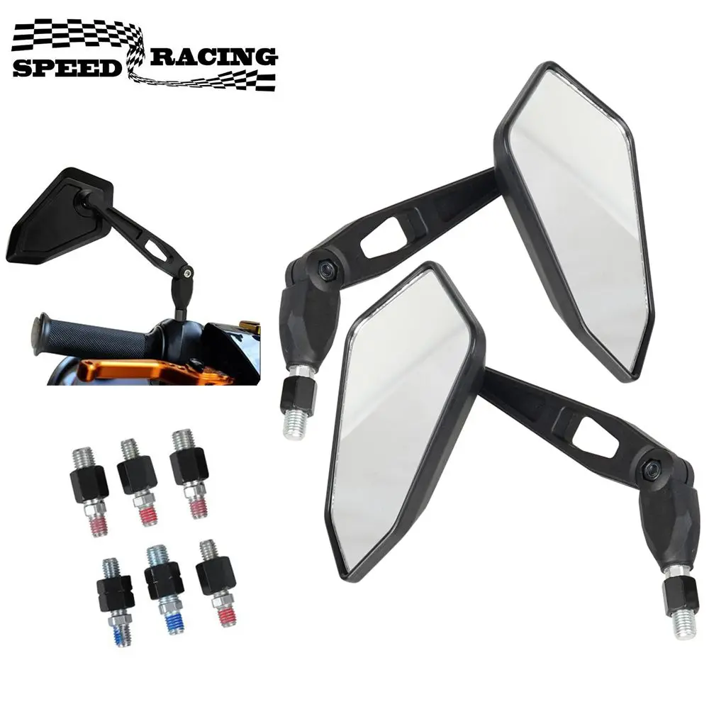 Kit Specchietto Retrovisore Moto Nero Durevole Per Spiegel Paar Honda Yamaha Kawasaki Maverick Booster M10 Enduro Ktm Suzuki