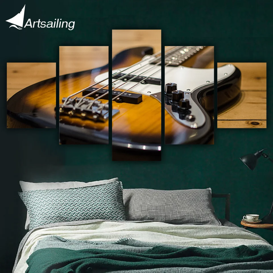 5 Pannello Chitarra Strumento A Corde Tela Cancas Per Pittura Di Arte Della Parete Immagine Della Decorazione Della Casa Soggiorno Tela Di Canapa Di S