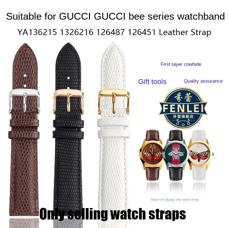 Per Gucci Little Bee G-C Cinturino Per Orologio Ya1326216 126487 126451 136215 Cinturino Per Orologio In Pelle Con Motivo Lucertola Impermeabile 20Mm