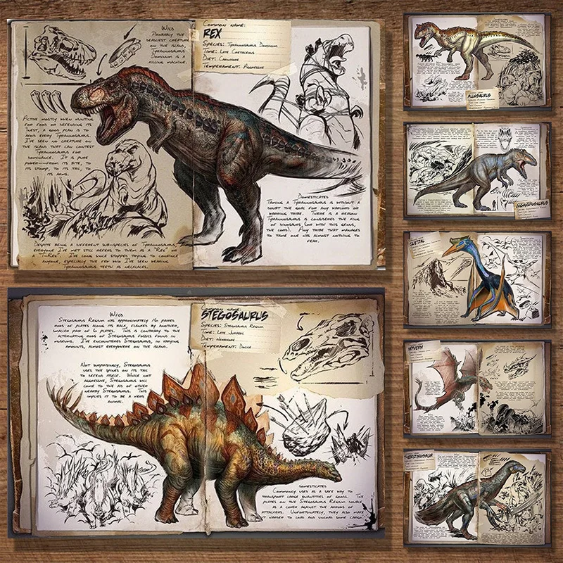 Ark Survival Evolved Poster Survival Game Original World Dinosaur Knowledge Retro Wall Pictures Stampa Canvas Painting Home Decor