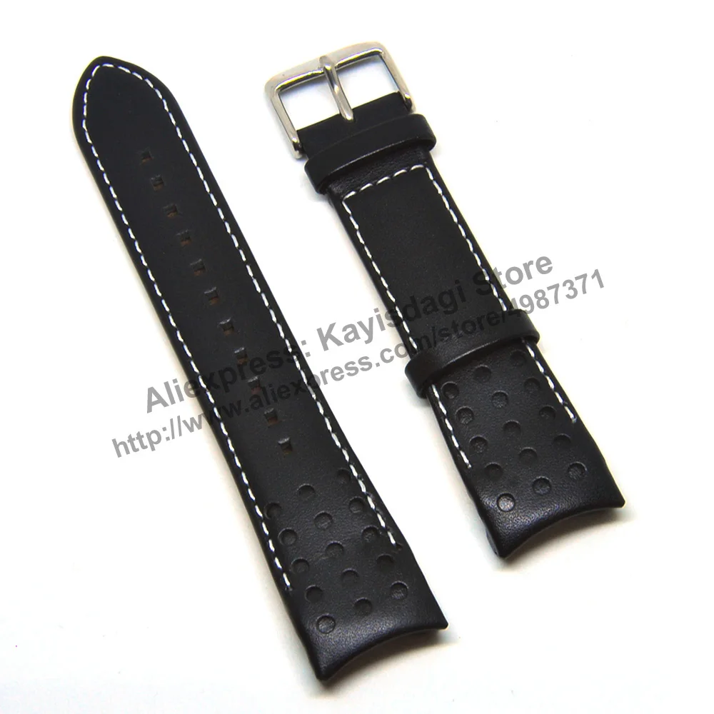 Cinturino Per Cinturino In Pelle Nera Da 21Mm Compatibile Per Seiko Sportura Muslimex-Snaf35P1-Snaf37P1, Muslimate-Spc139P1