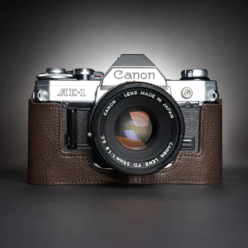 Design Per Canon Ae-1 Ae1 Ae-1P A1 At-1 Fotocamera Fatta A Mano In Vera Pelle Custodia Per Fotocamera Mezza Borsa