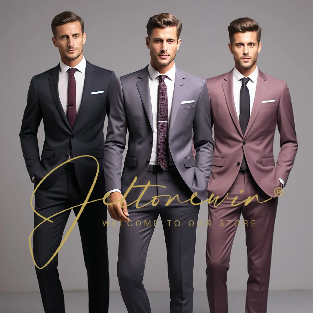 Abito Da Uomo Slim 3 Pezzi Suit R Business Wedding Party Jacket Vest & Pants Fashion Blazer Jacket Muslimah Trapstar