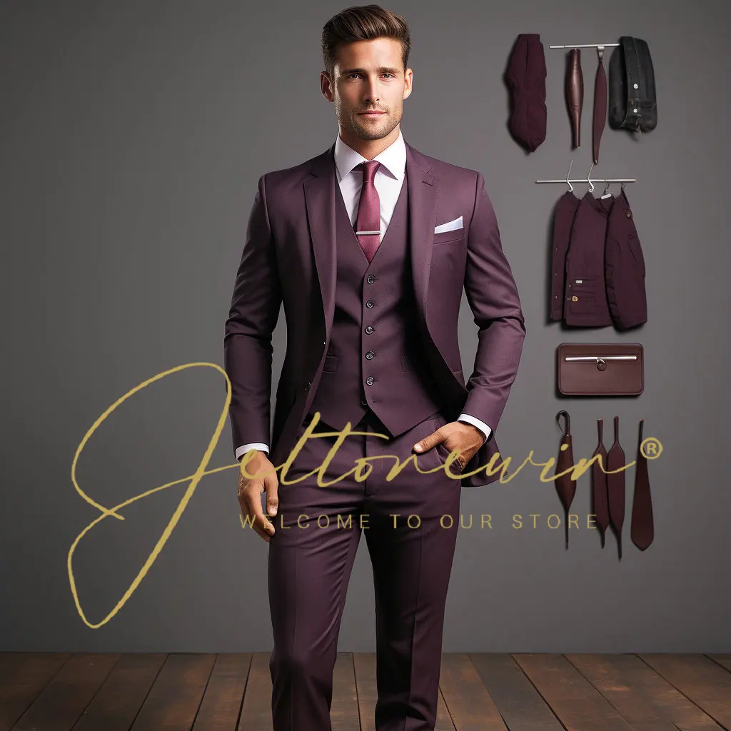 Blazer Vest Pants Luxury High-End Brand Boutique Casual Business Suit 3 Pezzi Set Groom Wedding Party Dress Jacket Trapstar