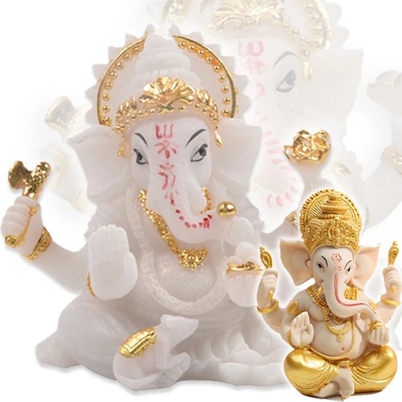 Rune Dipinte A Mano Lord Ganesha Statua Di Buddha Decorazione Della Casa Ganesh Elefante Dio Scultura Figurine Ornamenti Statue Di Buddha
