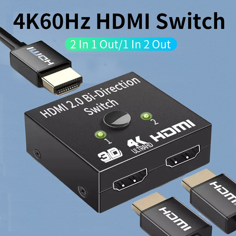 Switch Hdmi 4K Splitter Compatibile Con Hdmi Kvm Bi-Direction 1X 2/2X1 Switcher Compatibile Con Hdmi 2 In1 Out Per Adattatore Switcher Tv Box
