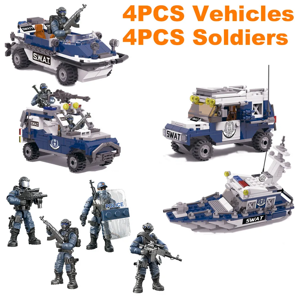 Sea Land Police Call Of Duty Base Radar Operativo Militare Humvee Soldiers Arma Building Blocks Fit Mega Bloks Toy For Boy