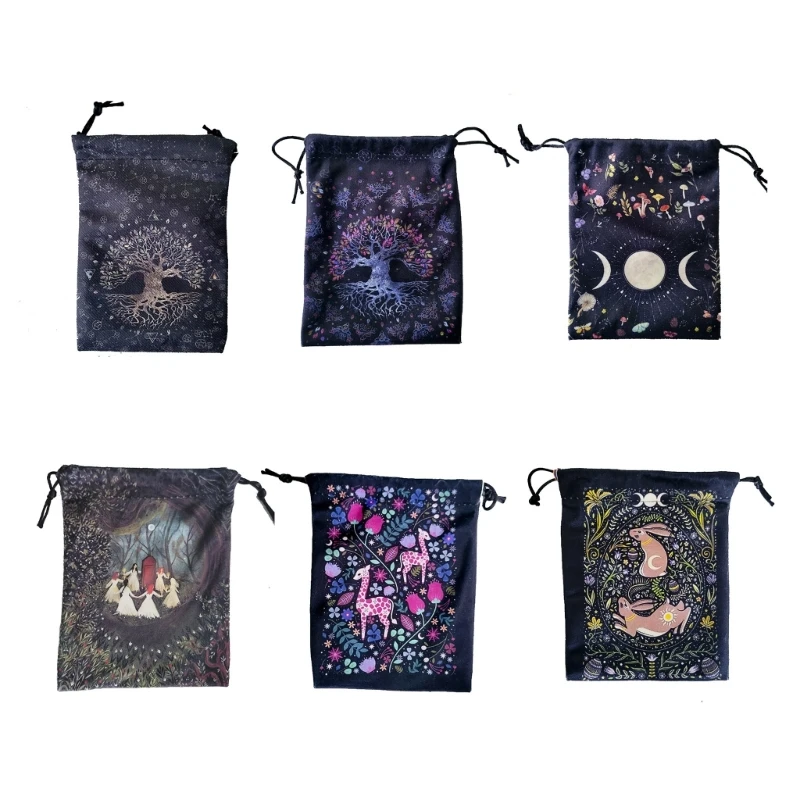 Velvet Moon Phase Tarots Oracle Cards Storage Bag Rune Constellation Witch Divinazione Accessori Gioielli Dadi Borsa Con Coulisse