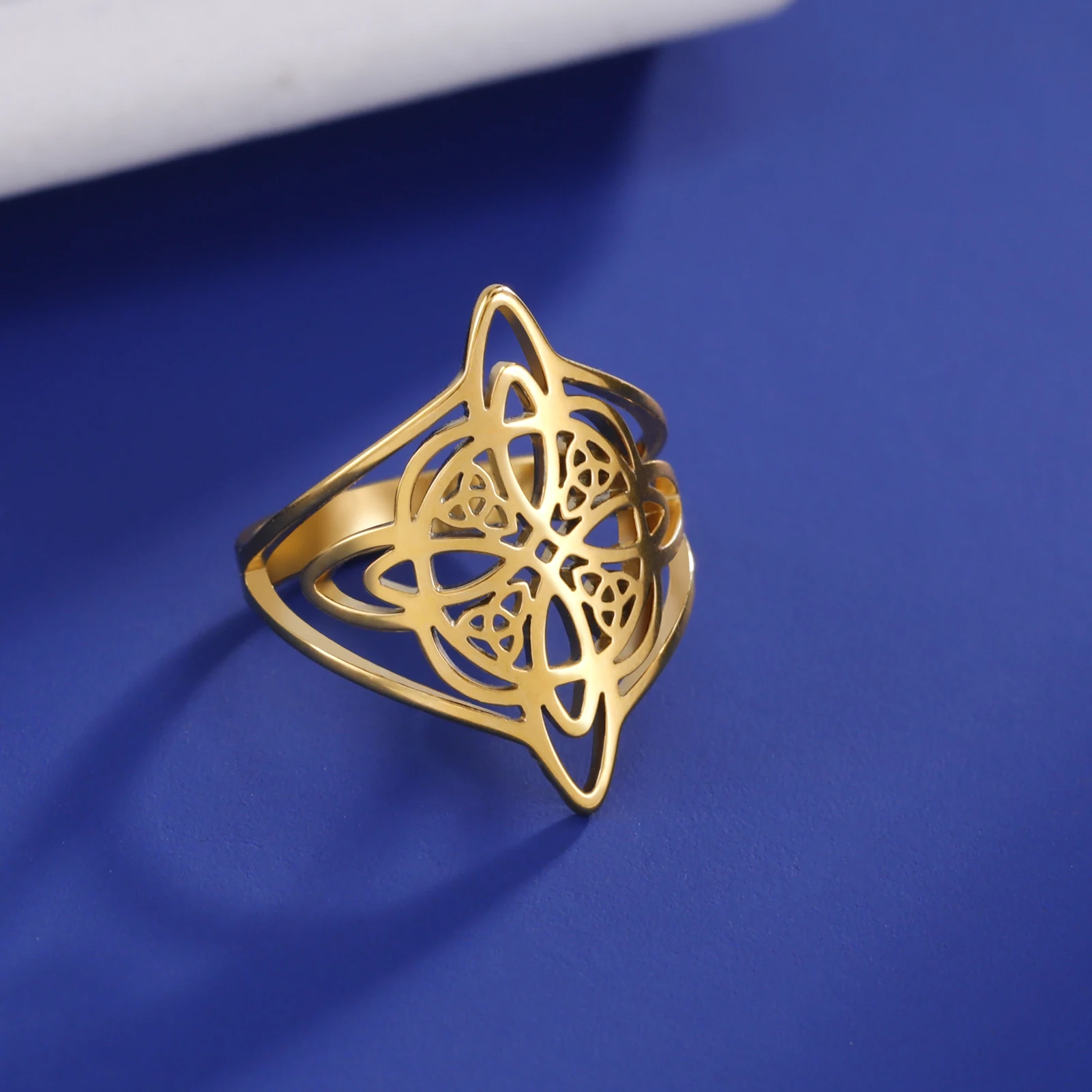 Sipuris Witches Knot Rings For Women Acciaio Inossidabile Elegante Chic Irish Celtic Knot Anello Regolabile Stregoneria Amuleto Gioielli