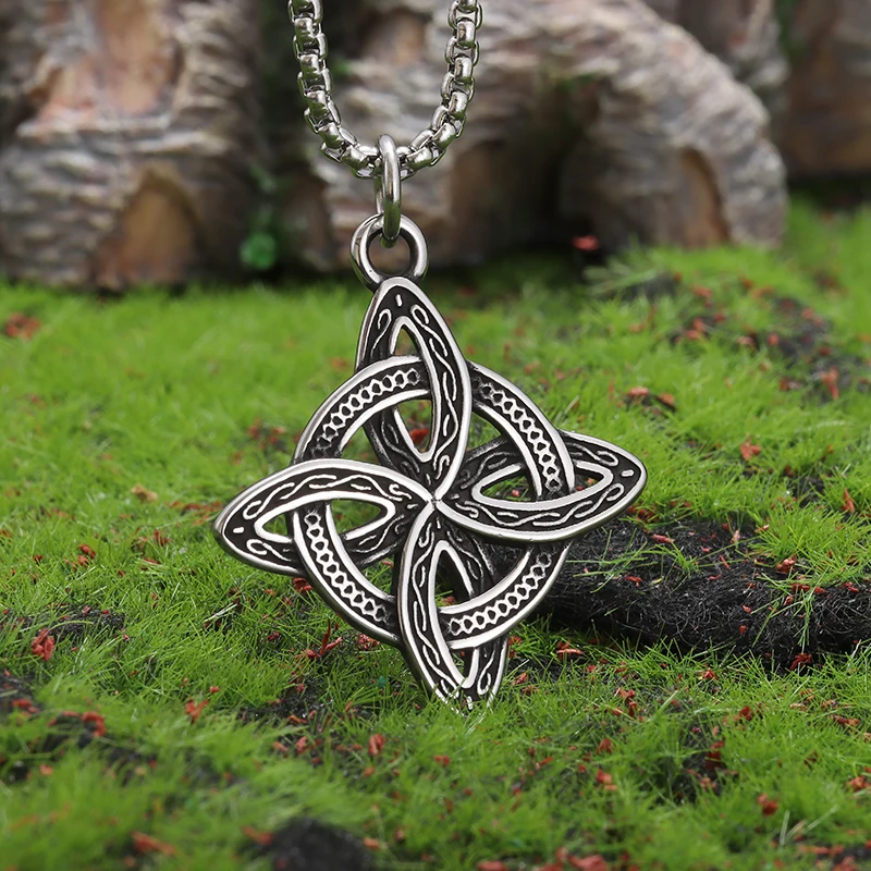 Irish Celtic Trinity Knot Collana Stregoneria Match Witch \'S Knot Ciondolo In Acciaio Inossidabile Donna Uomo Gioielli Amuleto Fortunato