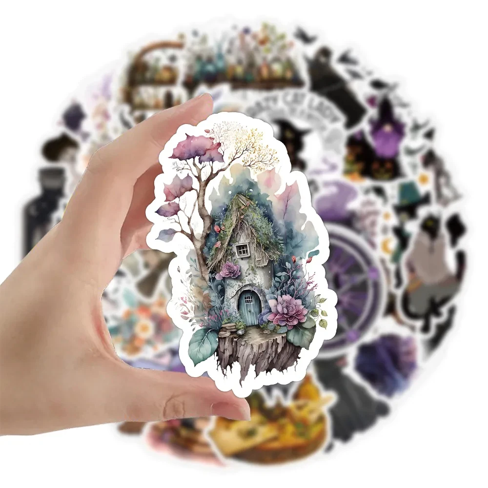 10/30/50Pcs Vintage Gothic Magic World Witch Cat Anime Stickers Laptop Moto Bagaglio Car Phone Decalcomanie Adesive Impermeabili