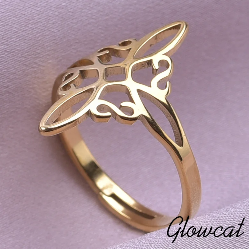 Amuleto Finger Jewelry Witch Knot Anelli In Acciaio Inossidabile Per Donna Uomo Accessori Anello Regolabile Aperto Vintage Bague Party Gift