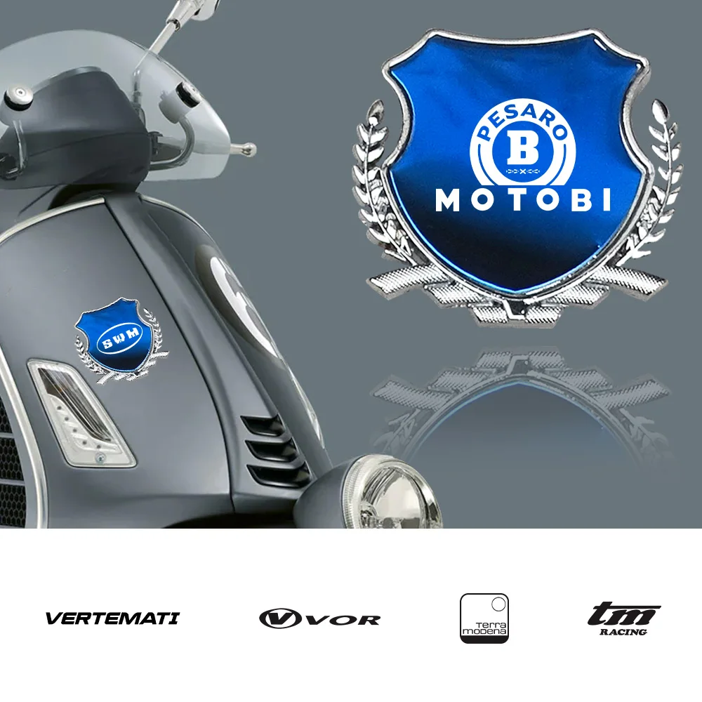 3D Metal Scooter Wheat Ears Sticker Decalcomanie Moto Side Emblem Decor Per Motobi Swm Terra Modena Tm Racing Vertemati Vor
