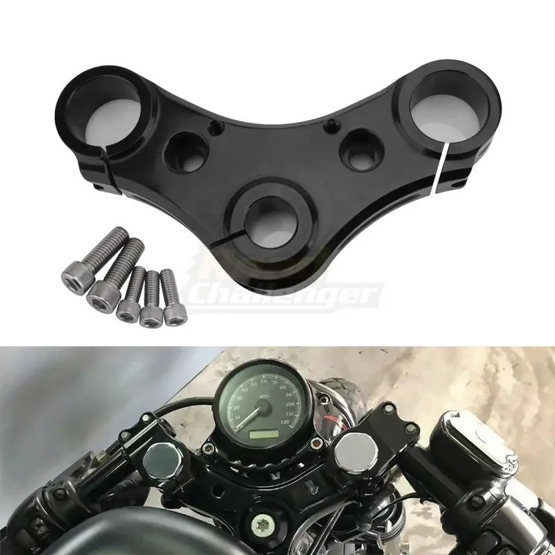 Moto Nero Top Triple Morsetti Cnc Alluminio Misura Per Harley Sportster 883 1200 Ferro 883 2004-2016