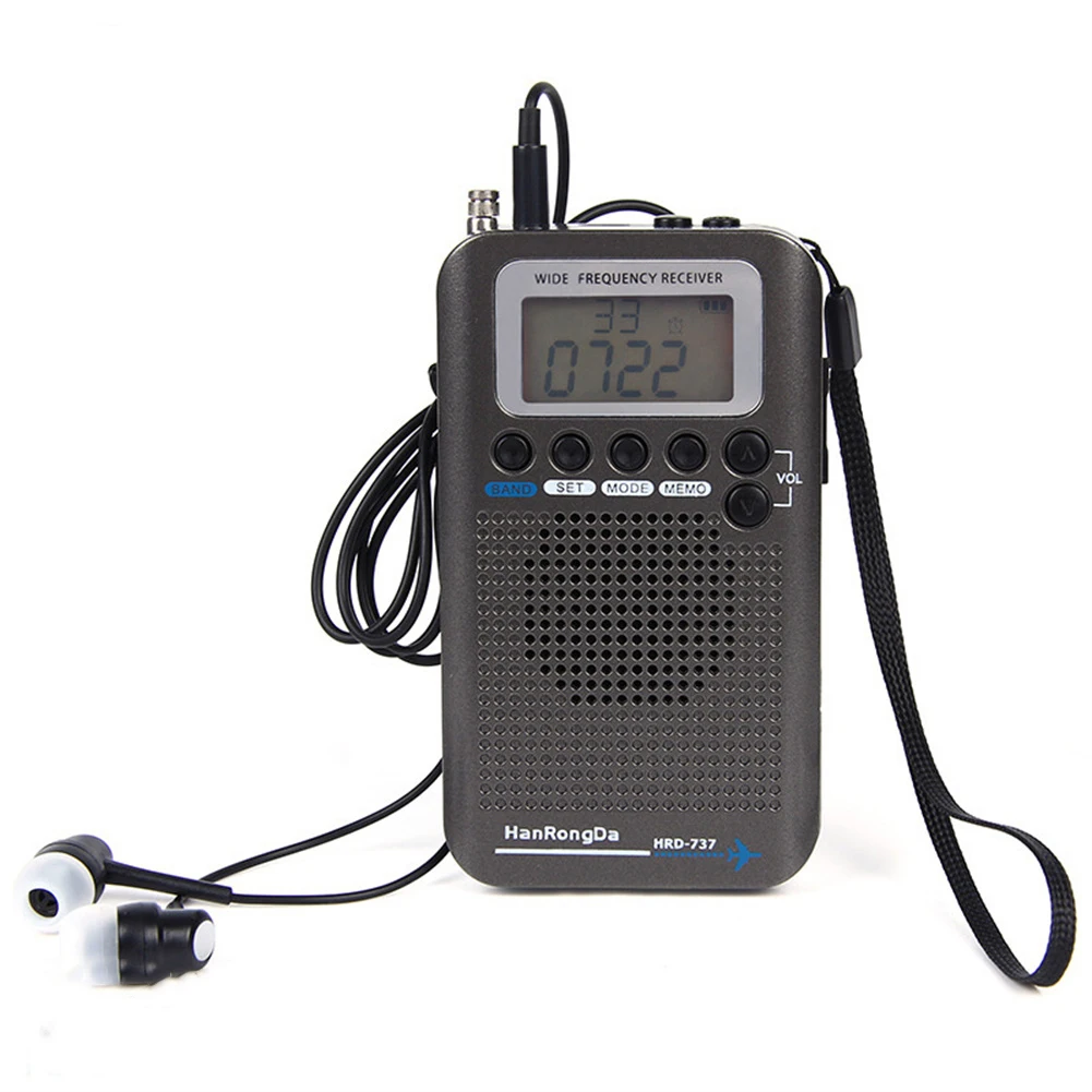 Radio Portatile Ricaricabile Full Band Radio Aircraft Band Ricevitore Fm/Am/Sw/Cb/Air/Vhf World Band Radio Con Display Lcd