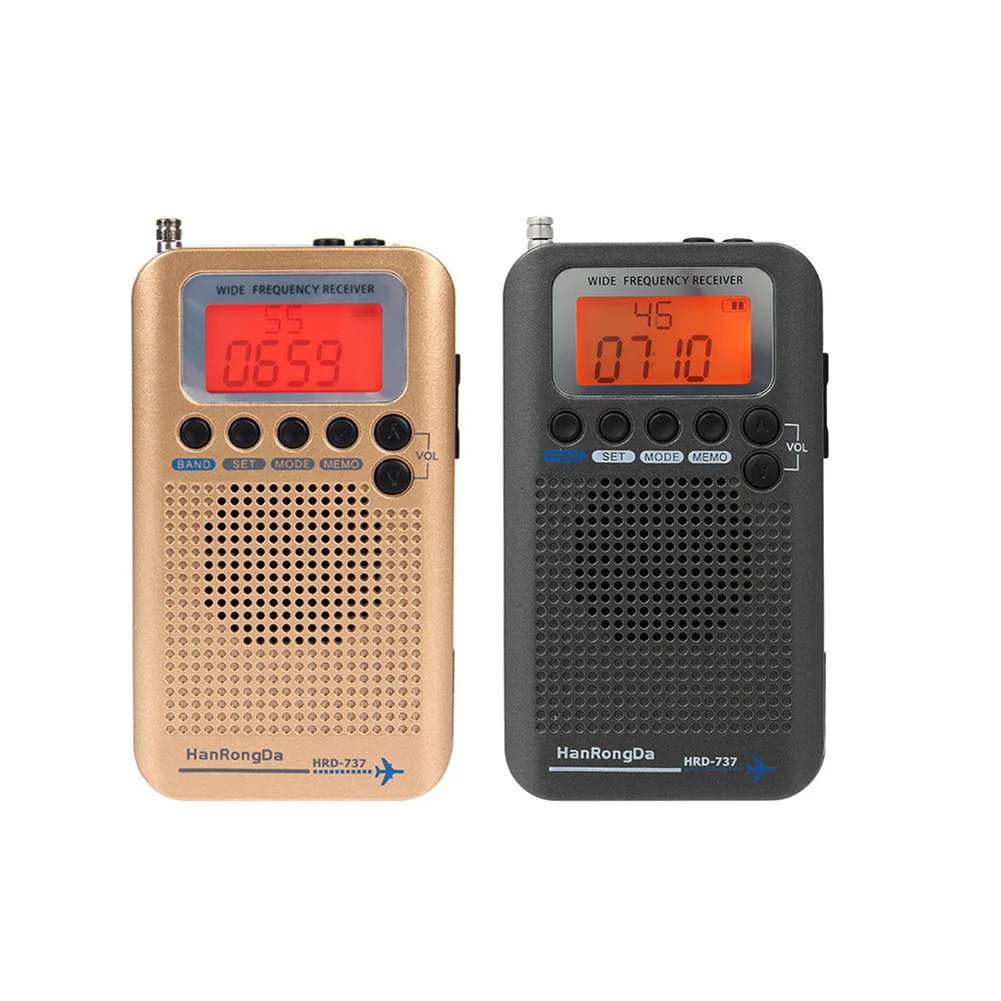 Hrd-737 Portatile Full Band Radio Ricevitore Banda Aeronautica Display Lcd Fm/Am/Sw/Cb/Air/Vhf World Band Radio Con Sveglia