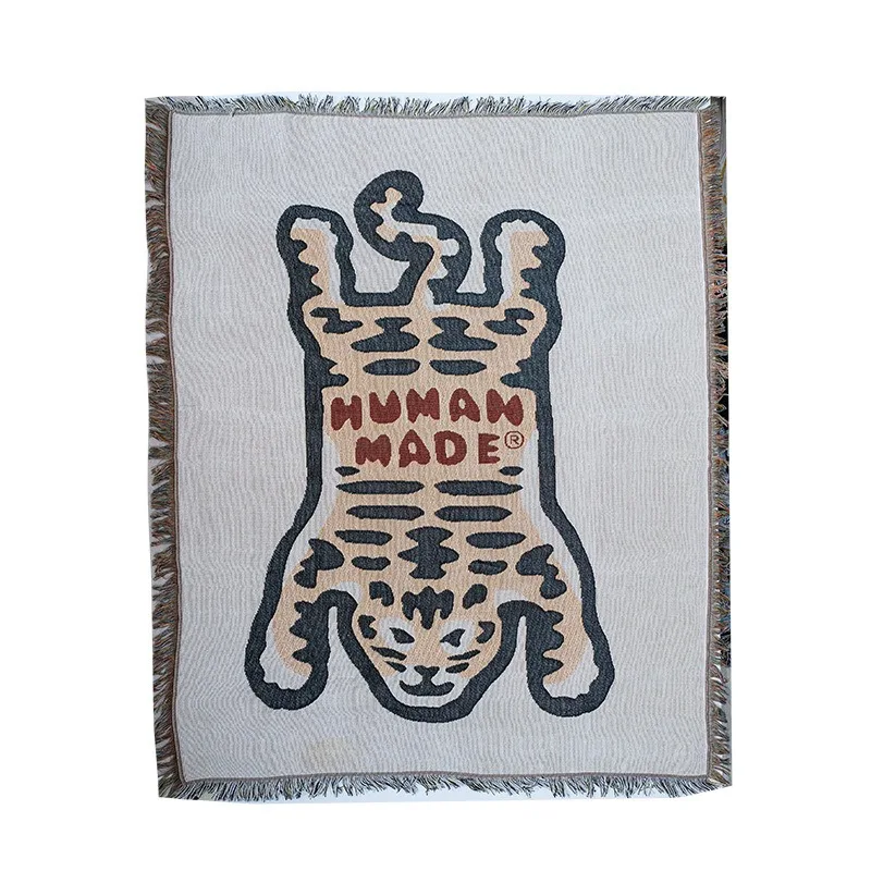 Textile City Ins Human Made Sofa Coperta Spessa Outdoor Camping Mat Tiger Pattern Home Decorare Arazzo Coperta Pisolino 125X150Cm
