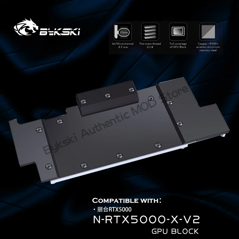 Bykski N-Rtx5000-X-V2 Rtx 5000 Waterblock Full Metal Covered Structure Leadtek Rtx5000 Gpu Watercooler