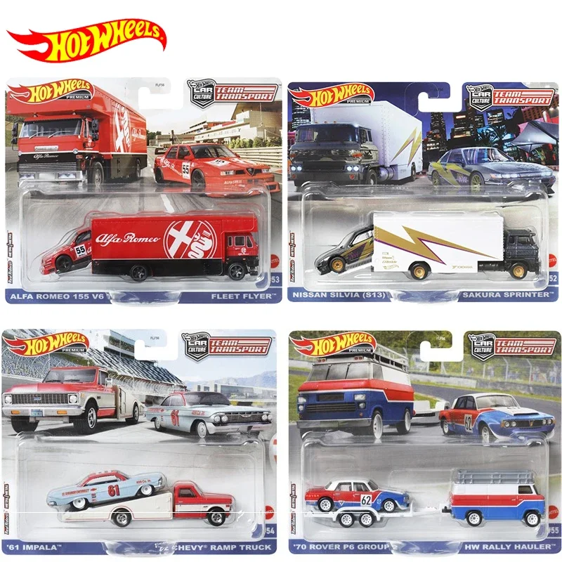Original Hot Wheels Team Transport Premium Car Culture Alfa Fleet Flyer Chevy Ramp Truck Rover Rally Toys For Boys Modelli In Lega