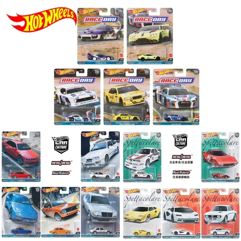 Original Hot Wheels Premium Car Culture Race Day 1/64 Diecast Kids Toy For Boy Vehicle Audi R8 Ford Capri Amg Mercedes Benz Gift