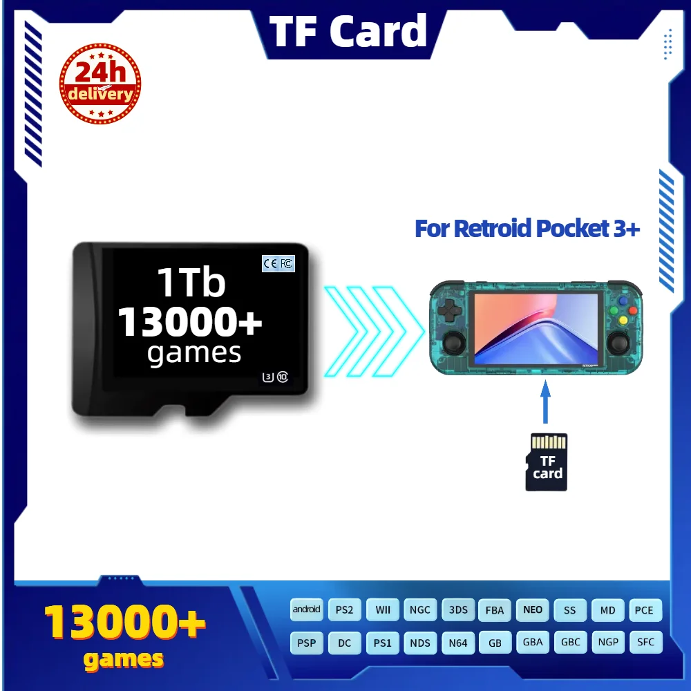 Tf Game Card Per Retroid Pocket 3 Plus Flip Memory Ps2 Psp Ps1 Ngc 3Ds Box Classic Retro Games Portatile Palmare 1T 512G Odin 2