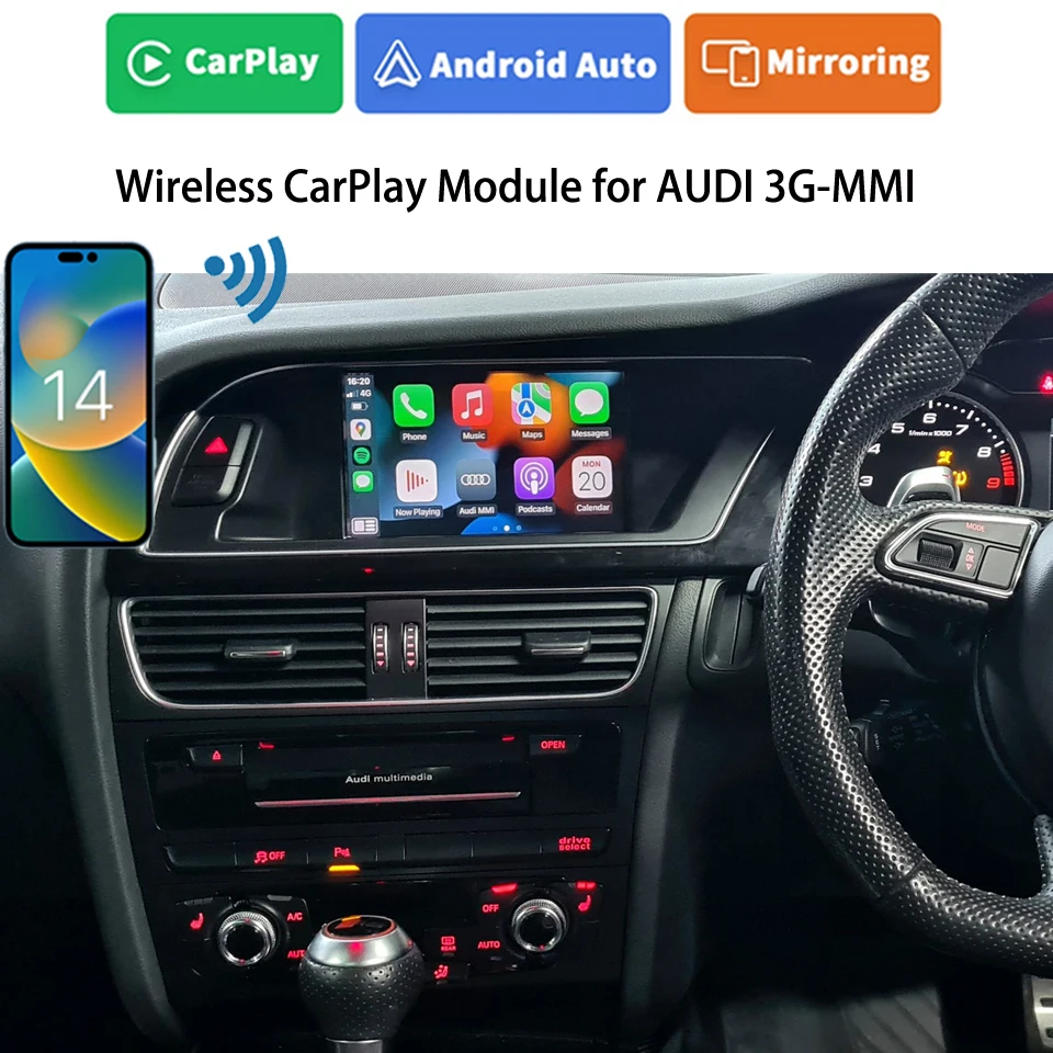 2024 Ultima Interfaccia Gps Apple Map Carplay Wireless Android Auto Per Audi A4 S4 A5 S5 Q5 Sq5 3G Mmi 2009-2017