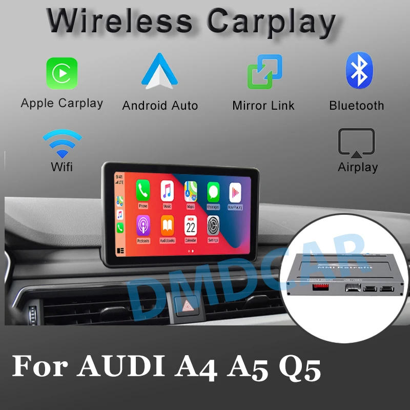 Wireless Carplay Mmi Android Auto Interface Box Per Audi A4 A5 Q5 S5 3G Mmi System Multimedia Aggiornamento Schermo Originale