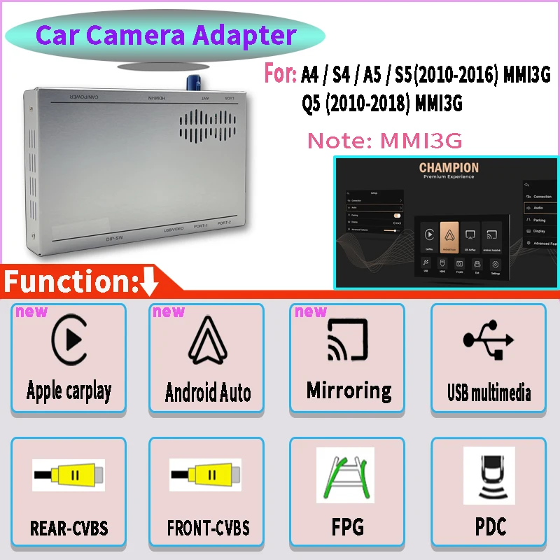 Wireless Carplay Android Auto Car Camera Adapter Interfaccia Retrofit Oem Per 2010-2016 A4 S4 A5 S5 Mmi 3G 2010-2018 Q5 Mmi 3G