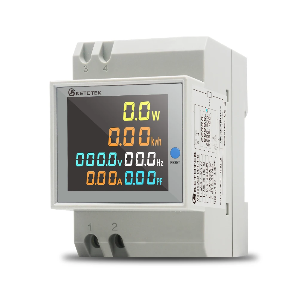 Din Rail Lcd Ac Power Energy Kwh Meter 110V 220 V 0-100A Wattmetro Voltmetro Amperometro Tensione Fattore Di Corrente Volt Amp Monitor