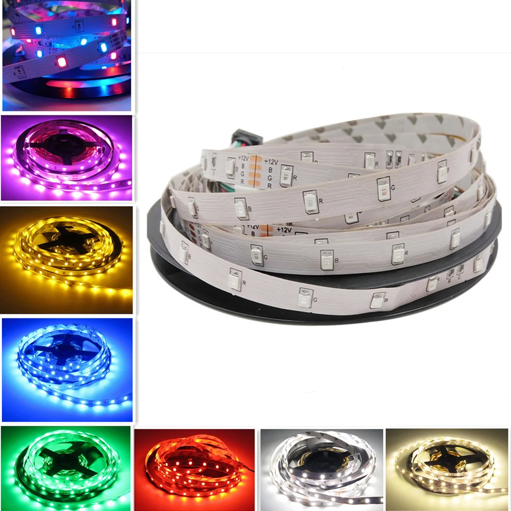 Striscia Led 12 V, Rgb Impermeabile Smd 2835 5 M 60Led/M Rgb 12 V Striscia Luci Led, Lampada A Nastro 12 V Volt Diodo Nastro Tv Retroilluminazione