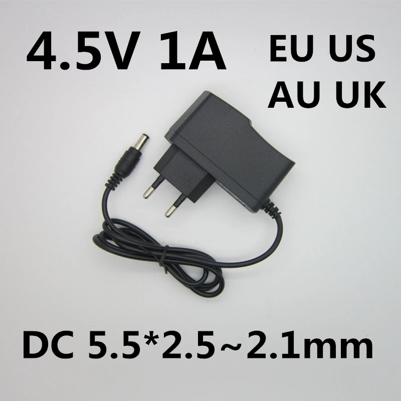 1Pcs Di Alta Qualità Ac 110 V-240 V 4.5 V 1A 1000Ma Adattatore Di Alimentazione 4.5 V Volt Led 4.5V1A Alimentazione Dc 5.5*2.5 ~ 2.1 Millimetri