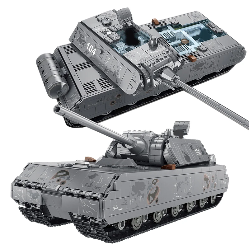 Militare Heavy Tank Panzer Viii Maus Building Blocks Tedesco Ww2 Soldato Polizia Esercito Armi Mattoni Bambini Giocattolo Regali Per Adulti