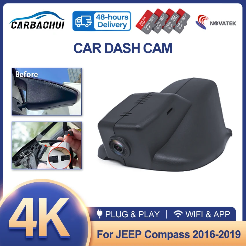 Hd 4K 2160P Nuovo! Plug And Play Car Dvr Videoregistratore Dash Cam Camera Per Jeep Compass 200T 2017 2018 ~ 2022 Hidden Dash Camera