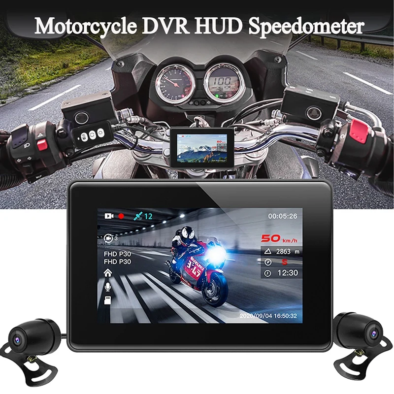 Newmotorcycle Dvr Hud, C20M Schermo Di Contatto Impermeabile Videocamera Dash Cam Gps Meter Digital Tachimetro Compass Clock